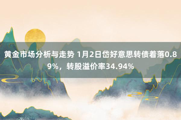 黄金市场分析与走势 1月2日岱好意思转债着落0.89%，转股溢价率34.94%