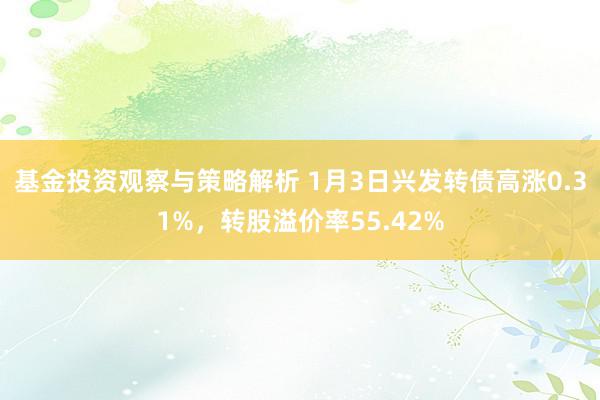 基金投资观察与策略解析 1月3日兴发转债高涨0.31%，转股溢价率55.42%