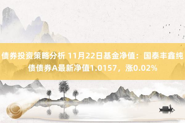 债券投资策略分析 11月22日基金净值：国泰丰鑫纯债债券A最新净值1.0157，涨0.02%