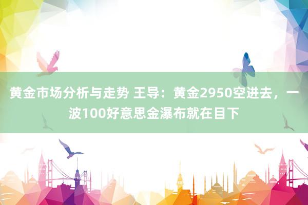 黄金市场分析与走势 王导：黄金2950空进去，一波100好意思金瀑布就在目下