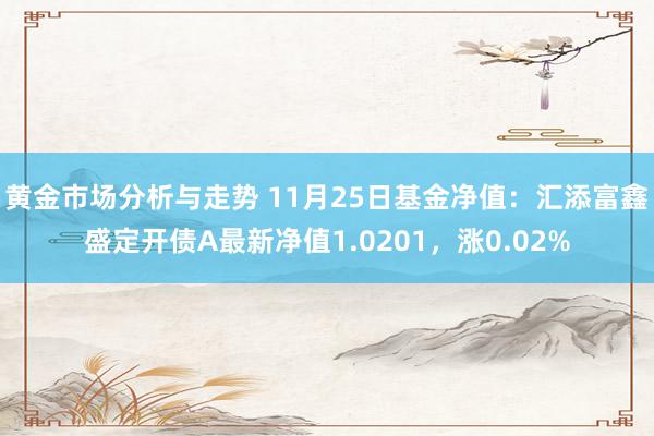 黄金市场分析与走势 11月25日基金净值：汇添富鑫盛定开债A最新净值1.0201，涨0.02%