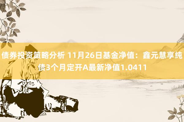 债券投资策略分析 11月26日基金净值：鑫元慧享纯债3个月定开A最新净值1.0411