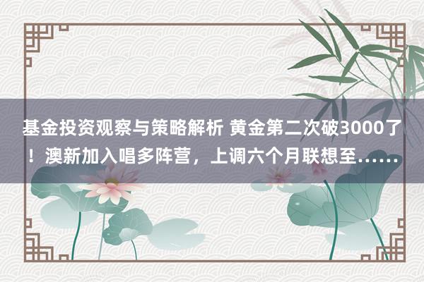 基金投资观察与策略解析 黄金第二次破3000了！澳新加入唱多阵营，上调六个月联想至……