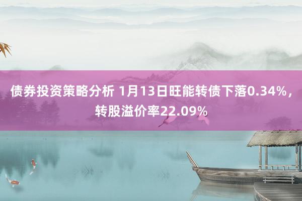 债券投资策略分析 1月13日旺能转债下落0.34%，转股溢价率22.09%